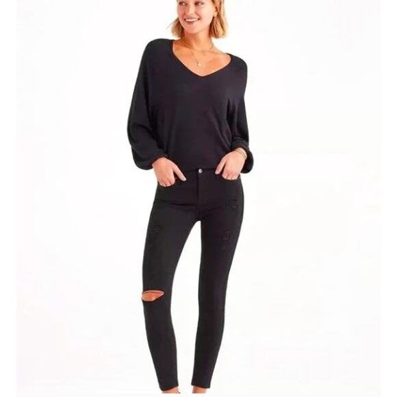 NWT 7 For All Mankind bair Distressed Black The Ankle Skinny Jeans Sz 25 - Picture 6 of 7